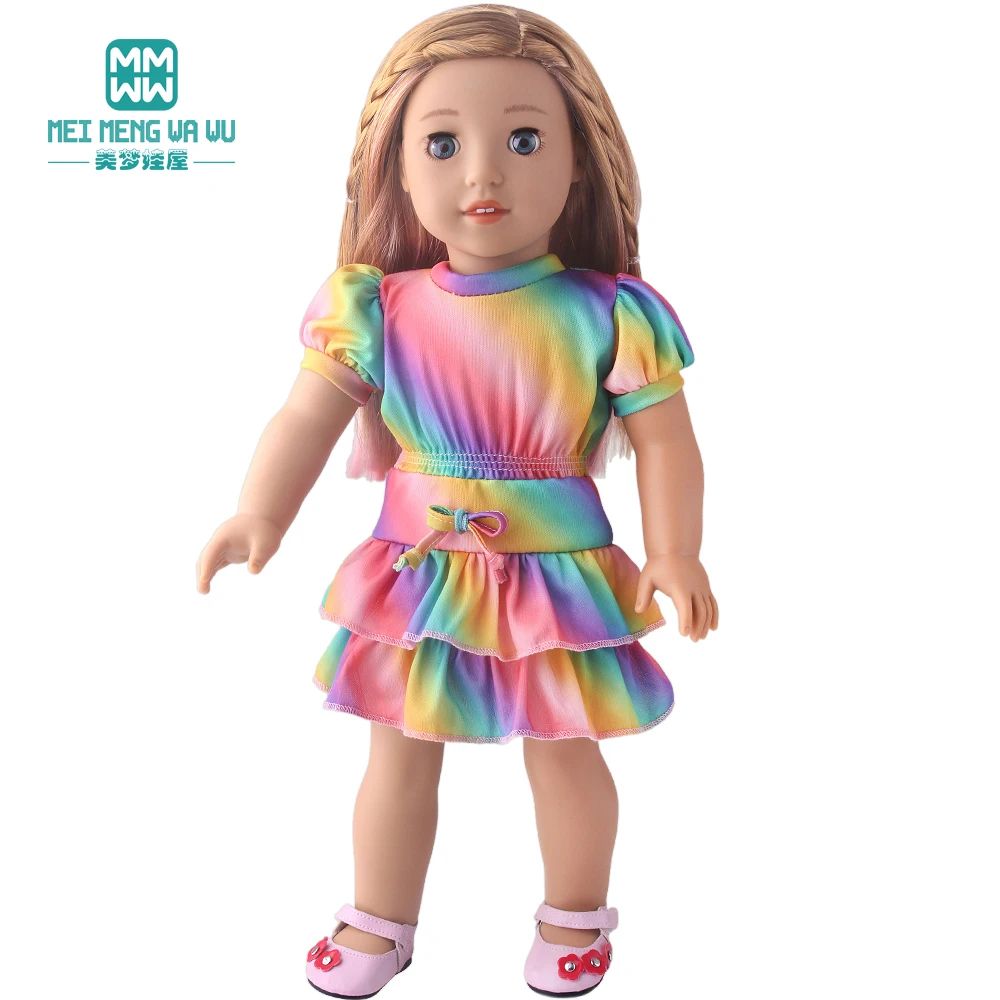Clothes for Doll Fit 43cm New Born Doll American Doll Fashion Candy-Colored Gauze Dress Toys Gift