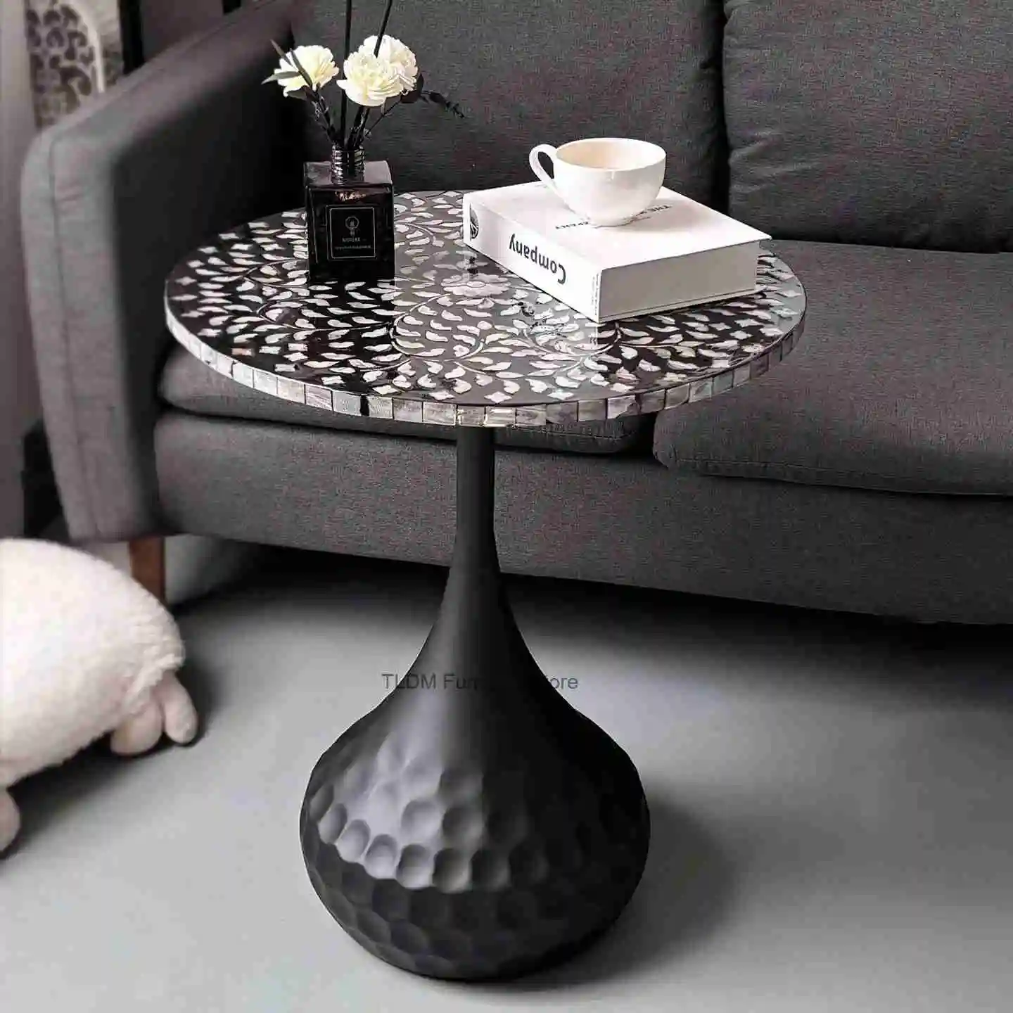 Color Shell Popular Mini Side Table, Modern Round Coffee Table, Multifunctional Nightstand for Sofa & Bedside