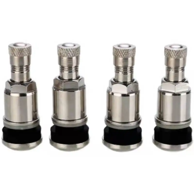 4pcs Bolt-in Stainless Steel Car Tubeless Wheel Tire Valve Stems Cap Hex With Dust Caps Inner Tube Valve Auto Accessories