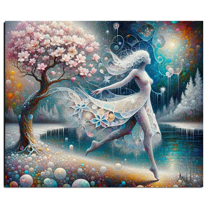 Fairy tale Fantasy World Magnolia Landscape Diamond Painting Pink Flower New 2024 Cross Stitch Kits Mosaic Diamond Embroidery