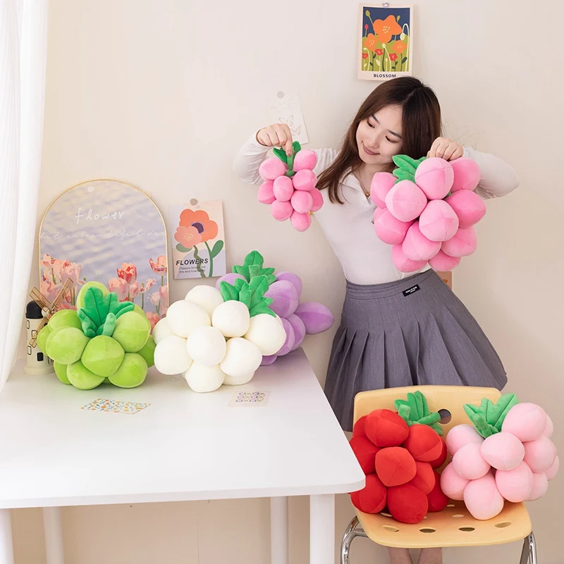 22/35cm A bunch of Grapes Plush Toy Multicolored Grapes Stuffed Soft Plant Plush Doll Innovative Home Decorative Ornaments Gifts