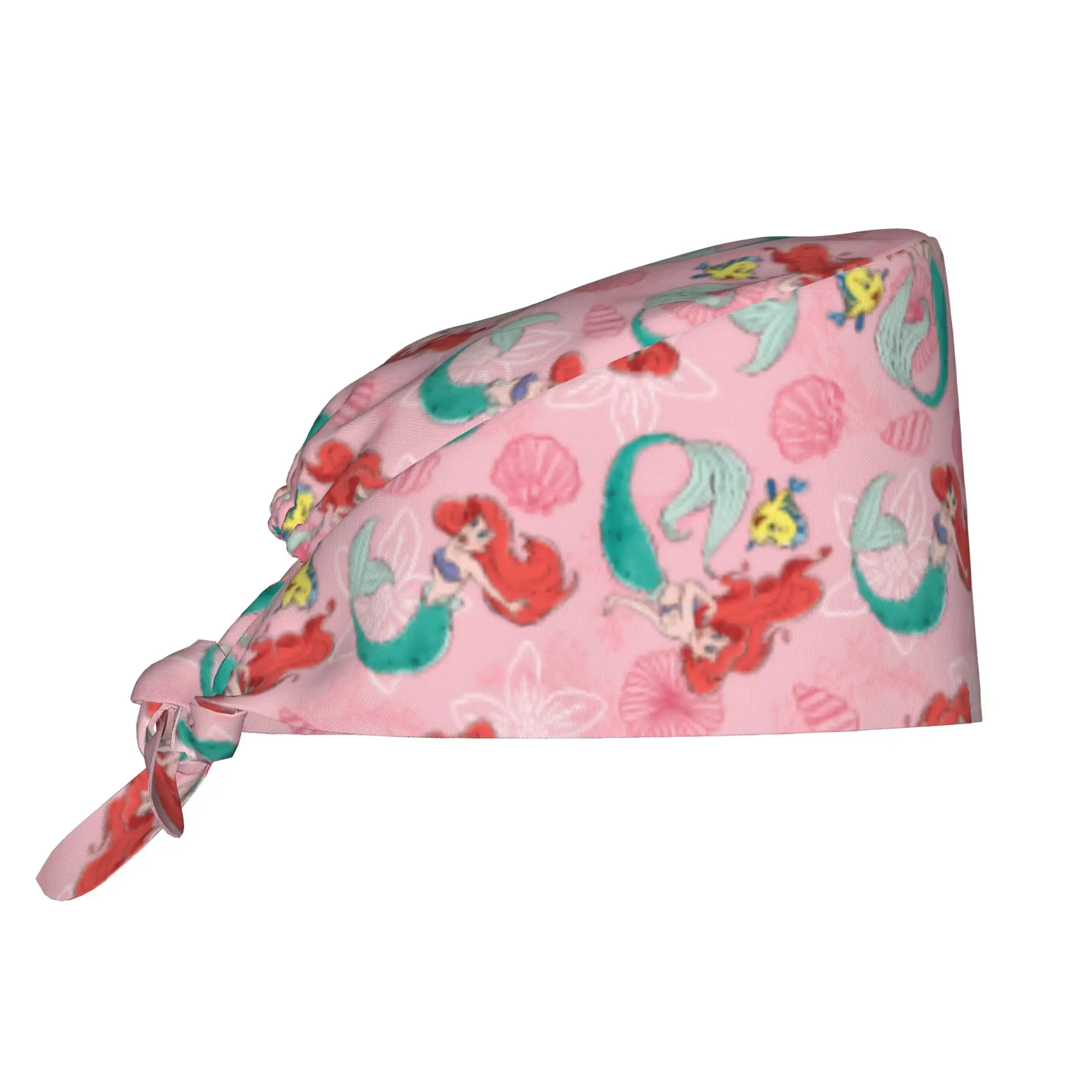 Custom Littles Anime Mermaides Medical Staff Scrubs Hat Unisex Fish Manga Doctor Nursing Surgical Cap Scrub Caps
