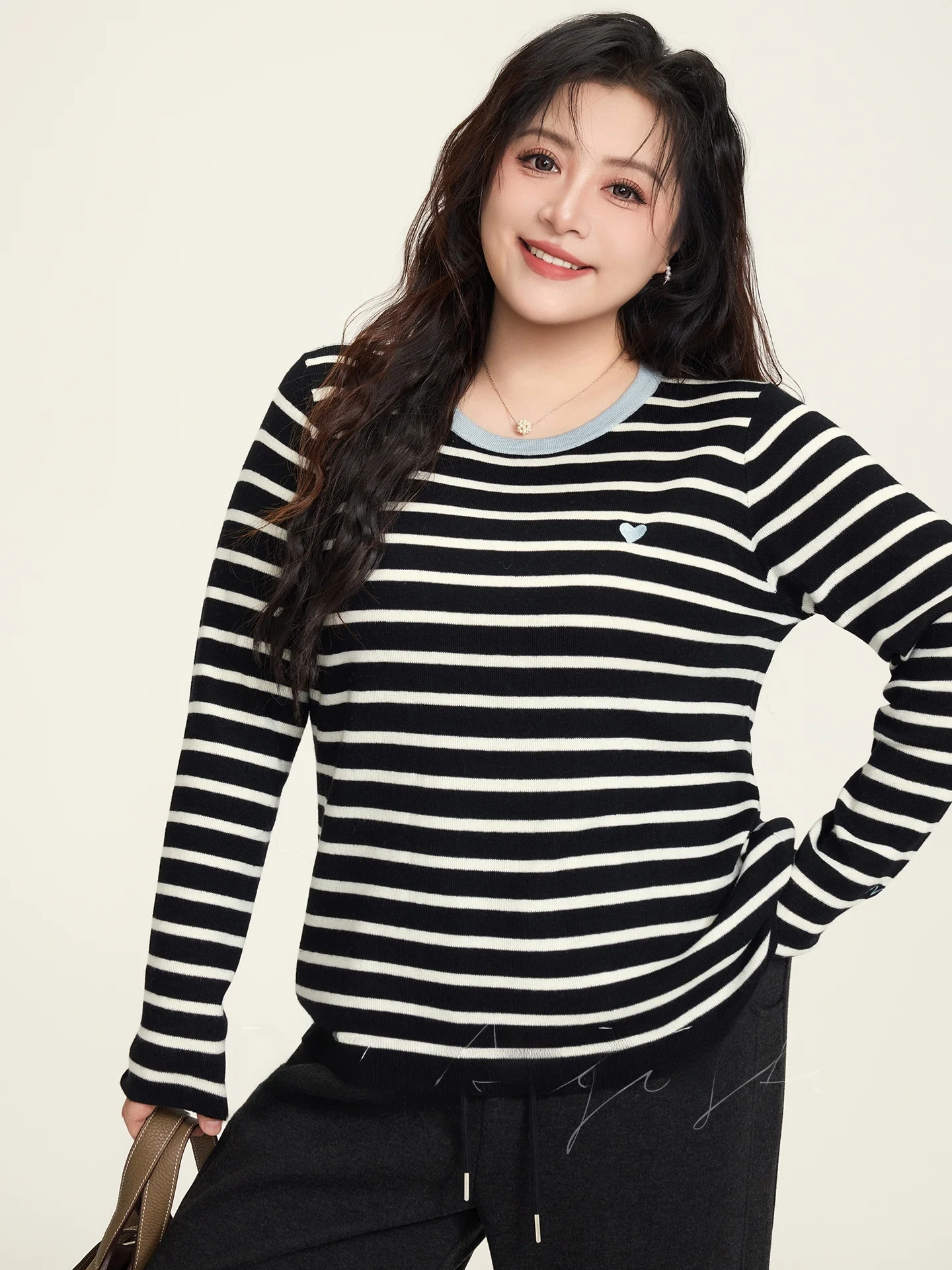 

New Arrival plus Size Striped Long Sve Knitted Sweater Color Blo Base irt Top for Women Casual Sle round Ne Knitwear