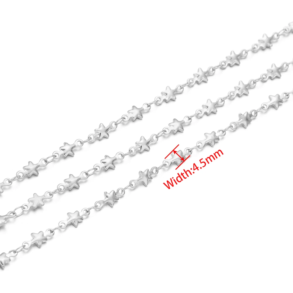 1 Meter Stainless Steel 4.5mm Width Gold Star Chains for DIY Jewelry Making Necklace Findings Handmade Bracelets Accessories