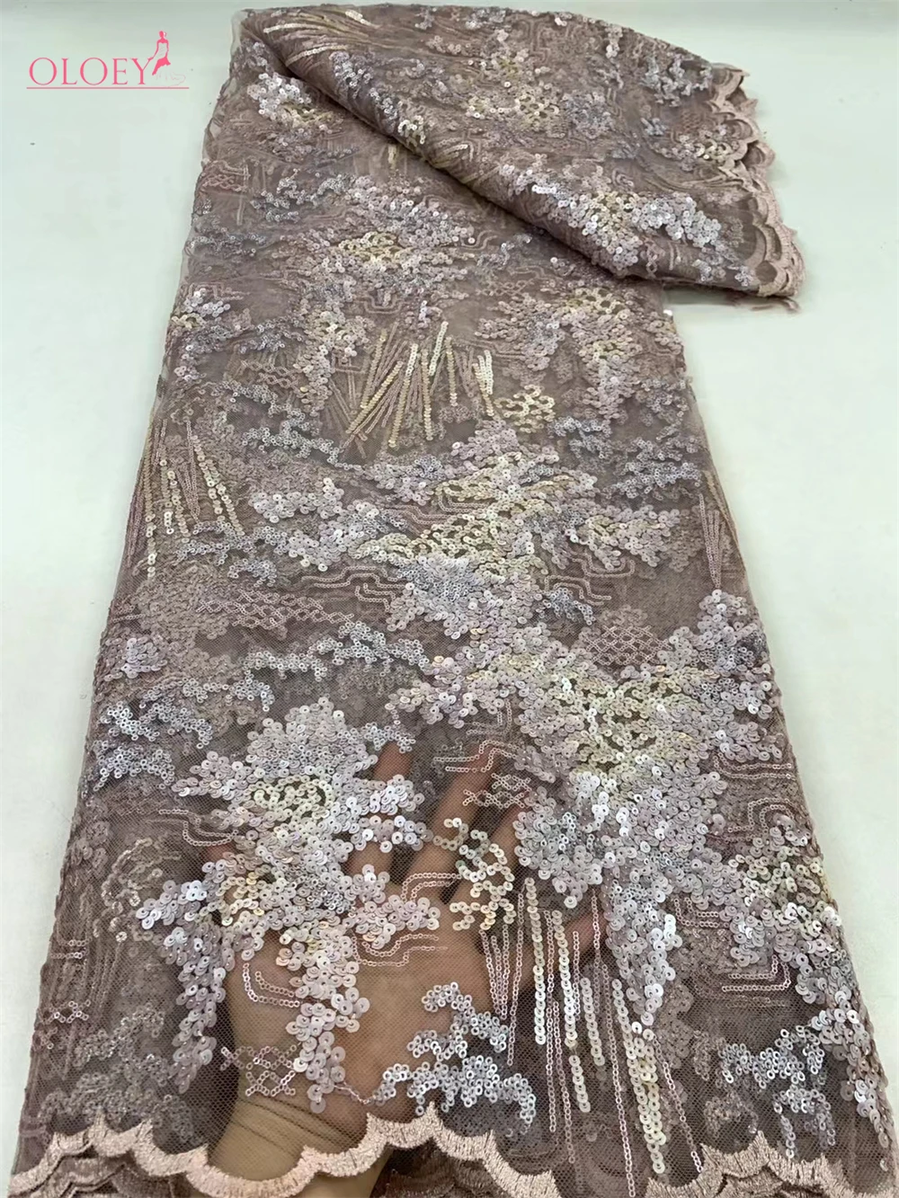 Tela de encaje de lentejuelas de malla francesa africana para vestido de novia, encaje bordado clásico elegante de alta calidad, lo último