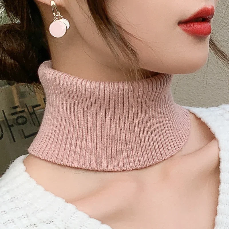 

Winter Cashmere Neck Protection Fake Collar Women Hedging Bib Pullover Coldproof Thicken Elastic Wool Knit Warm Scarf Neck Scarf