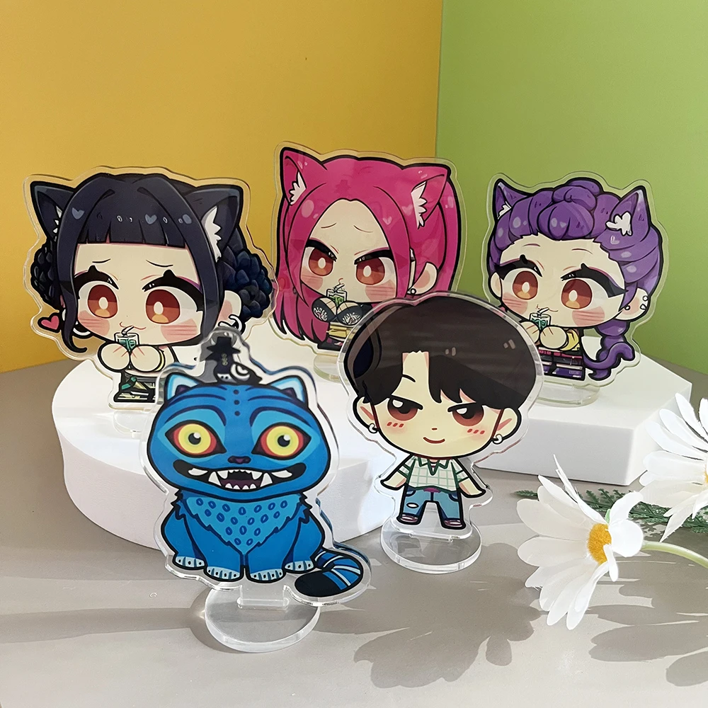 Anime Kpop Demon Hunters HUNTRX 10CM Acrylic Figure Keychain Stand Halloween Christmas Gift Collectible Character Decor