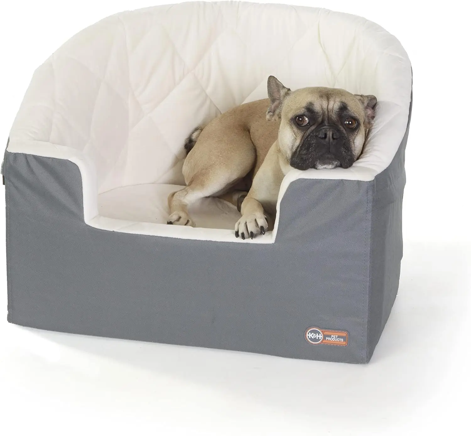 

Portable Pet Booster Car Seat with Safety Leashes, Washable Cover for Small to Medium Dogs and Cats - Large Gray/Cream