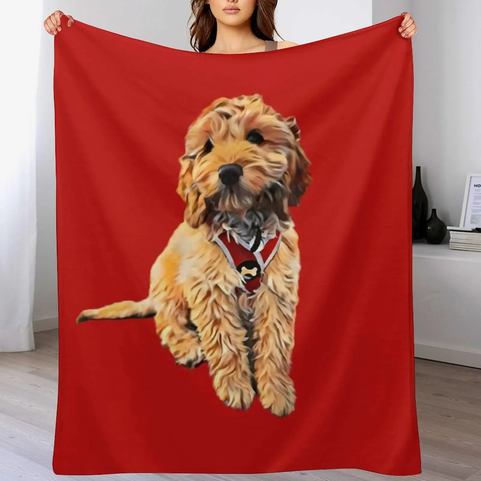 

Cute Golden Doodle art Throw Blanket Flannels heavy to sleep Vintage Moving Blankets