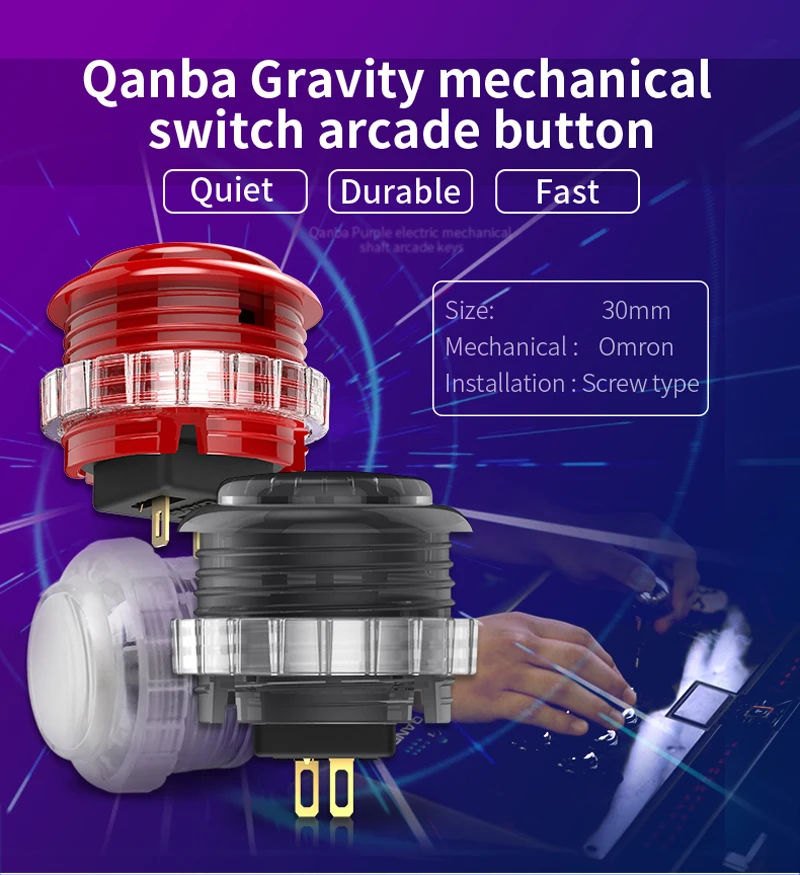 QANAB Gravity LX 30 mm mechanischer Drucktastenschalter, Arcade-Tasten, DIY-Kit – Detail 1