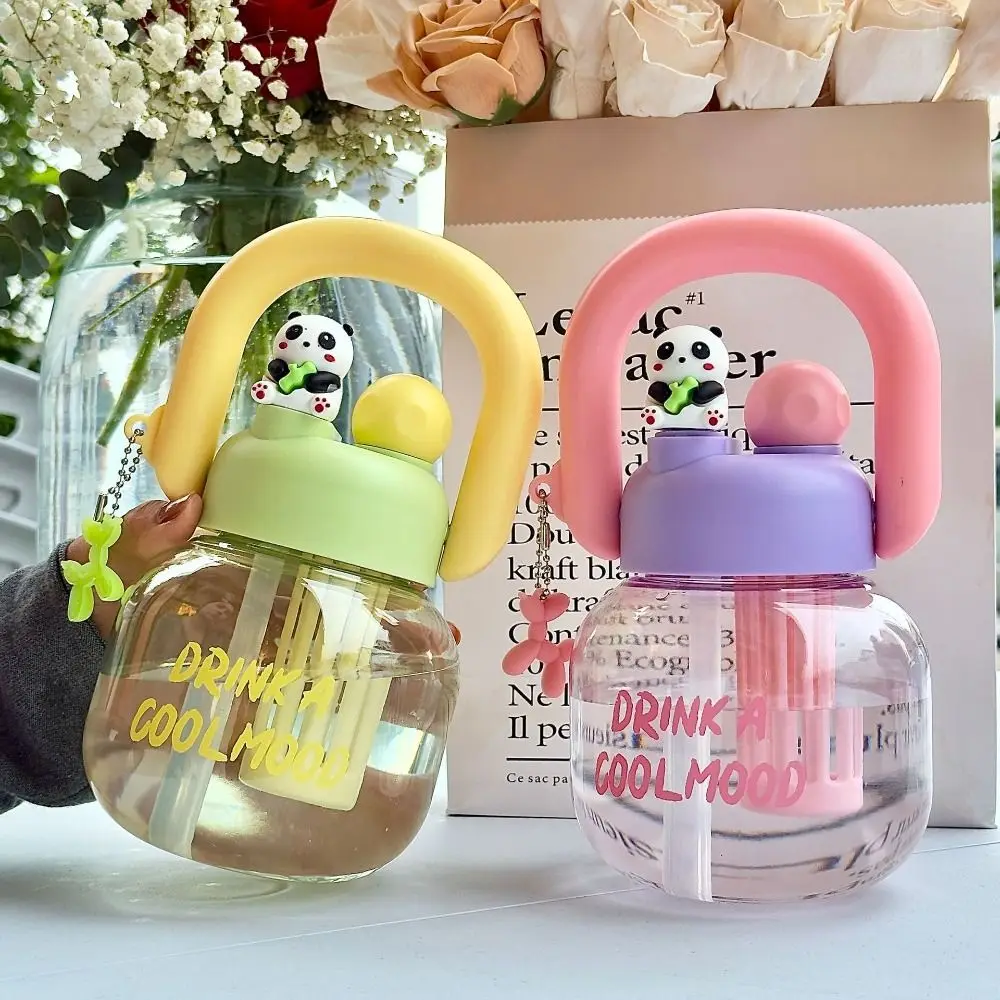 

Water Cup With Straw Kids Water Sippy Cup Plastic Leakproof Portable Drink Bottle 600/800ml Cartoon Transparent Bottle Outdoor