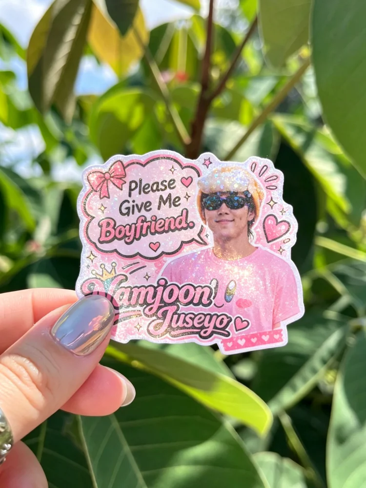 Namjoon Juseyo Sticker K-Pop Fan Art Cute Pink Glitter Please Give Me Boyfriend Cosplay Accessories Laptop Bottle Decor Gift
