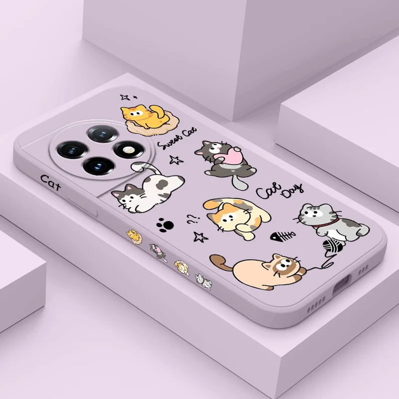 Cat String Ball Phone Case For Oneplus 12 12R 11 11R 10 10R 10T 9R 9RT 9 8T 8 7 7T Pro 5G Liquid Silicone Cover