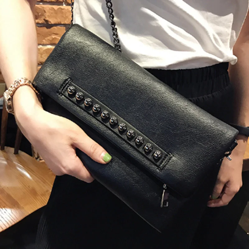 

Fashion Folding Lady Handbag Versatile Letter Packet Korean Edition Crossbody Bag Luxury Brand Design Rivet Shoulder Bag
