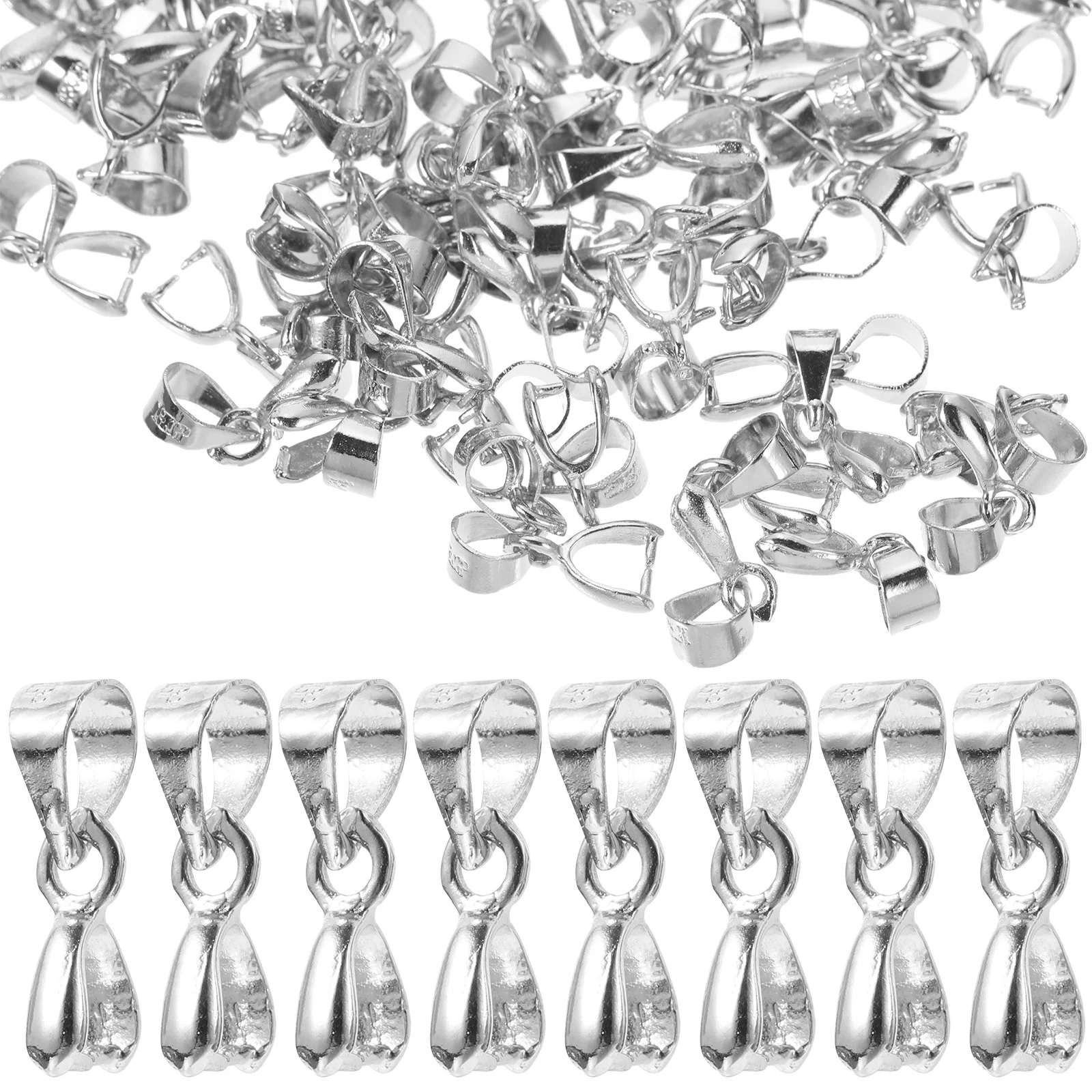 

100 Pcs Clip Pendant Buckle of The Lid Clasps for Jewelry Making Silver Pendants