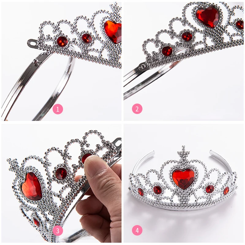 Kids Gemstone Crown Scepter Toys Princess Costume Accessories Girls Cute Headdress Magic Wand Toy Children's Birthday Party Gift