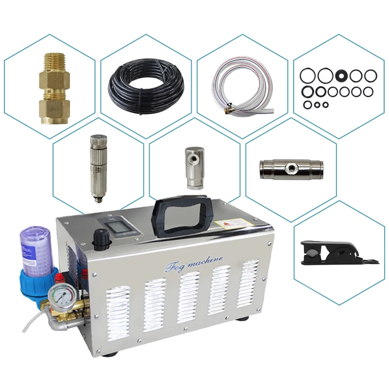 

Greenhouse Spraying 7L/min SS Cover Fog Machine Water Control Cooling Garden Misting System Fog Mist Machine