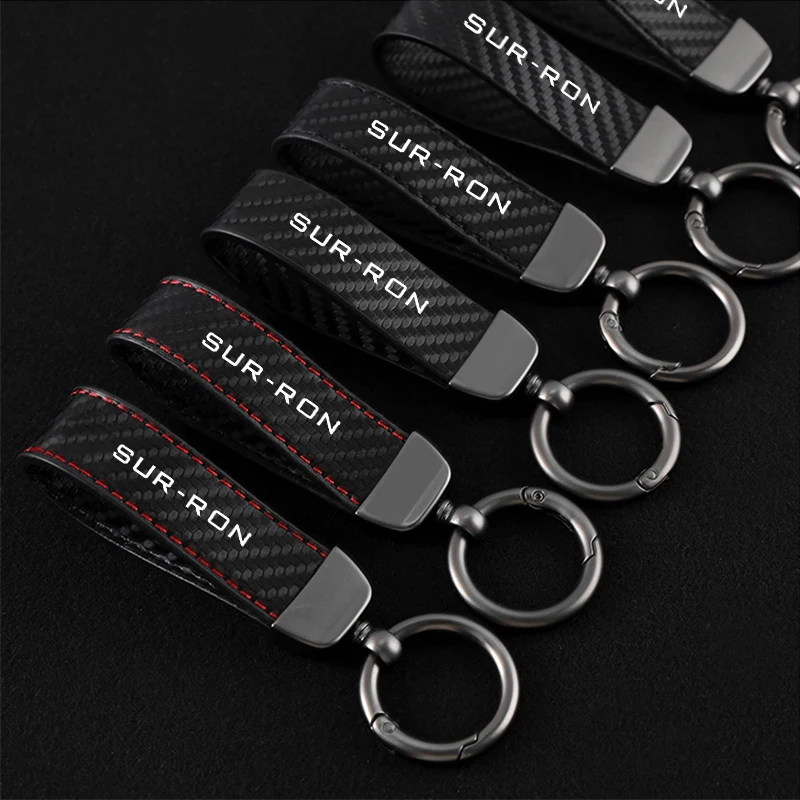 New carbon fiber  Leather motorcycle KeyChain Horseshoe Buckle Jewelry for surron sur-ron light bee lightbee x Electric Off-road