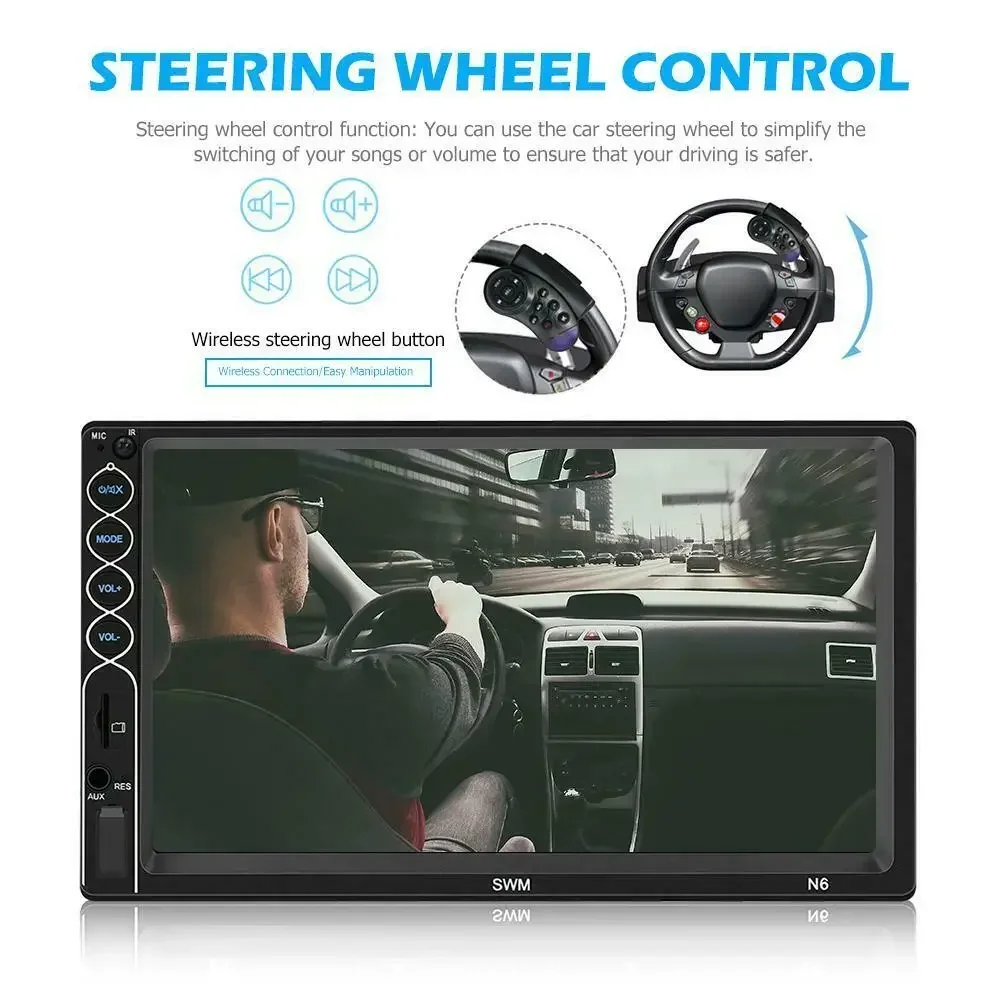 N6 2 Din Car Radio Stereo MP5 Player 7inch Touch Screen Bluetooth USB AUX TF Mirror Link Dash Head Unit Camera Multimedia Player - Image 2