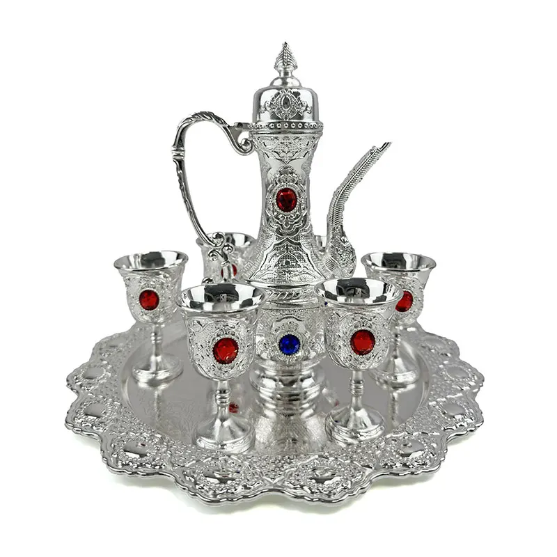 Sterling silver 999 European wine glass wine set vintage teapot tea set Home hotel sterling silver set