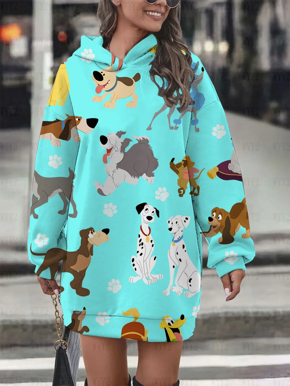 Sweat à capuche à manches longues pour femmes, motif de dessin animé Floral imprimé, robe pull à la mode, Style collégial