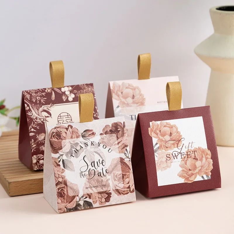 

10pc Wedding Candy Gift Box Thank You Marry Birthday Souvenir Paper Pink Carton Marriage Red Packaging Boxs for Guests Wholesale