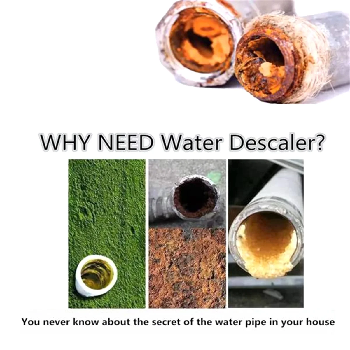 High-end Electronic Water Descaler System Reduces Limescale Rust and Minerals No Chemicals Easy Installation EU Plug