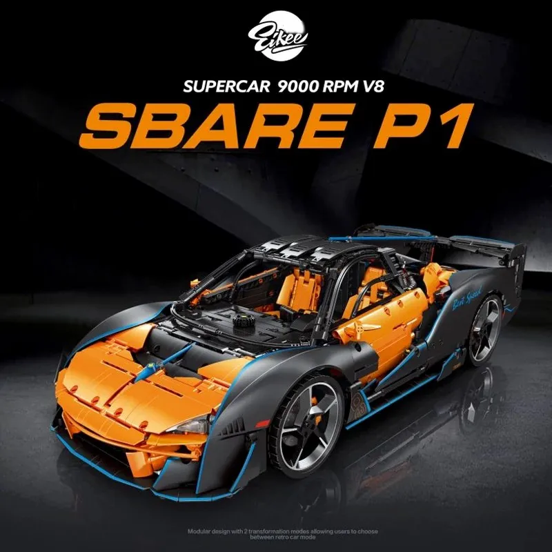 

3862PCS MOC Technical SABRE P1 Supercar 1:8 Scale Building Blocks Model City Racing Sport Car DIY Assemble Toys for Boys Gift