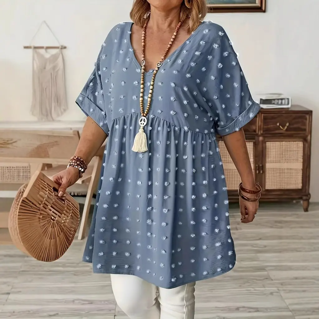 Grande taille femmes col en v Style élégant garnitures en fourrure coupe ample haut demi-jupe Ensemble à la mode grande taille vêtements