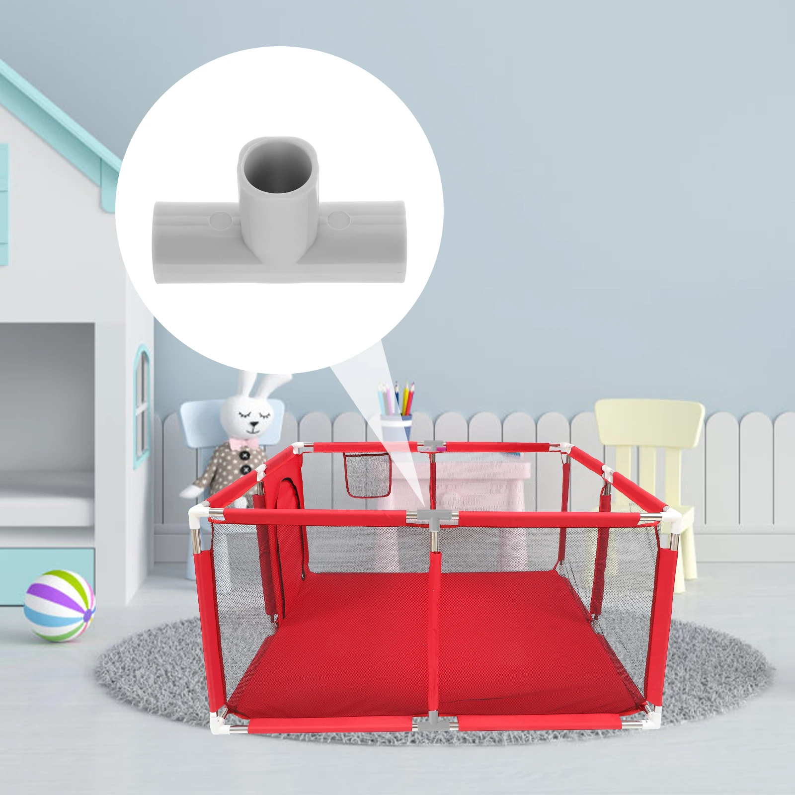 

4 Pcs Fence Accessories Durable Steel PVC Connectors Baby Safety T-Shaped Joints Playpen Pipes Fittings Home