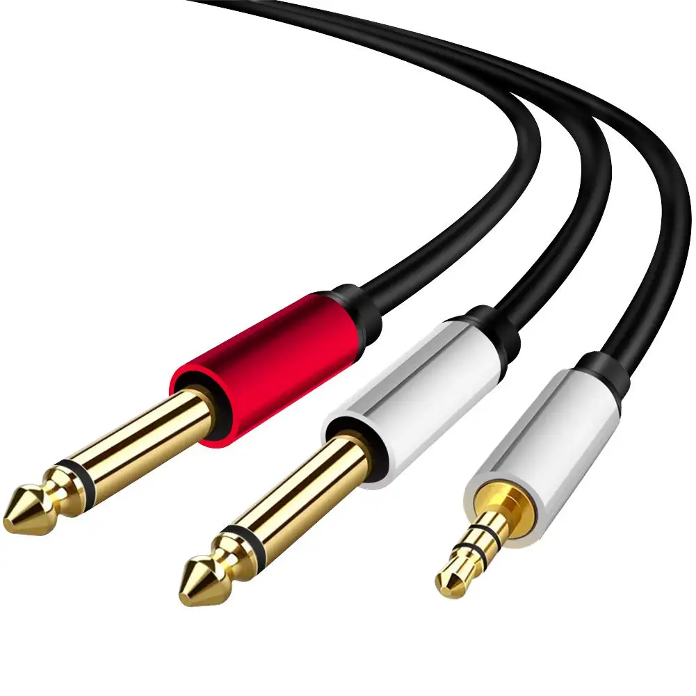 

1.8m/6ft Gold Plated 3.5mm 1/8" TRS To Dual 6.35mm 1/4" TS Mono Stereo Y Splitter Cable for CellPhone MP3 Speakers Audio Systems