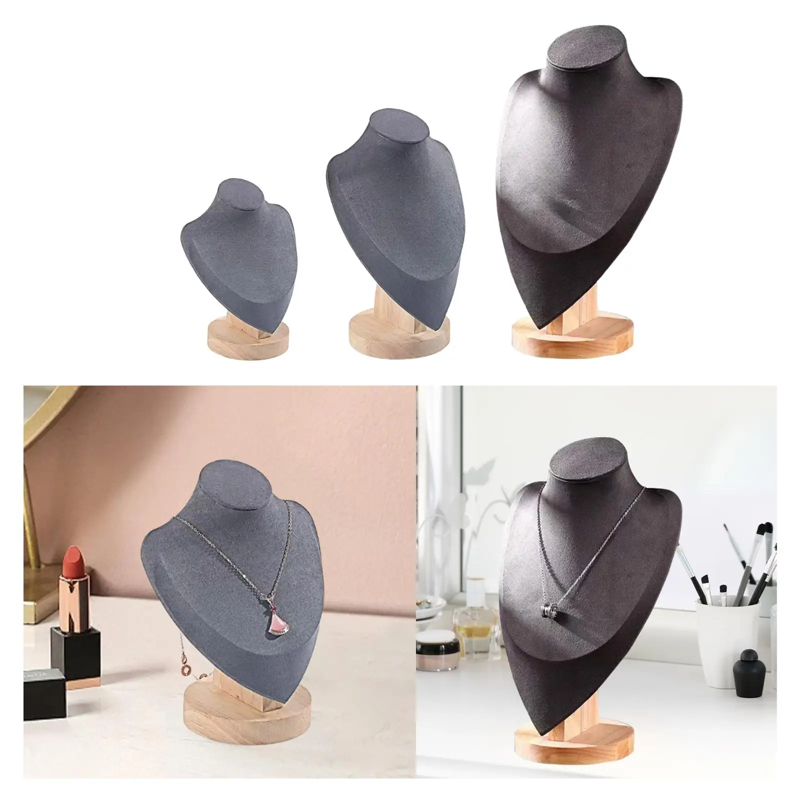 Chain Jewelry Bust Wood Decoration Trendy Necklace Display Stand Vendors for Tabletop Vanity Trade Show Countertop Exhibition