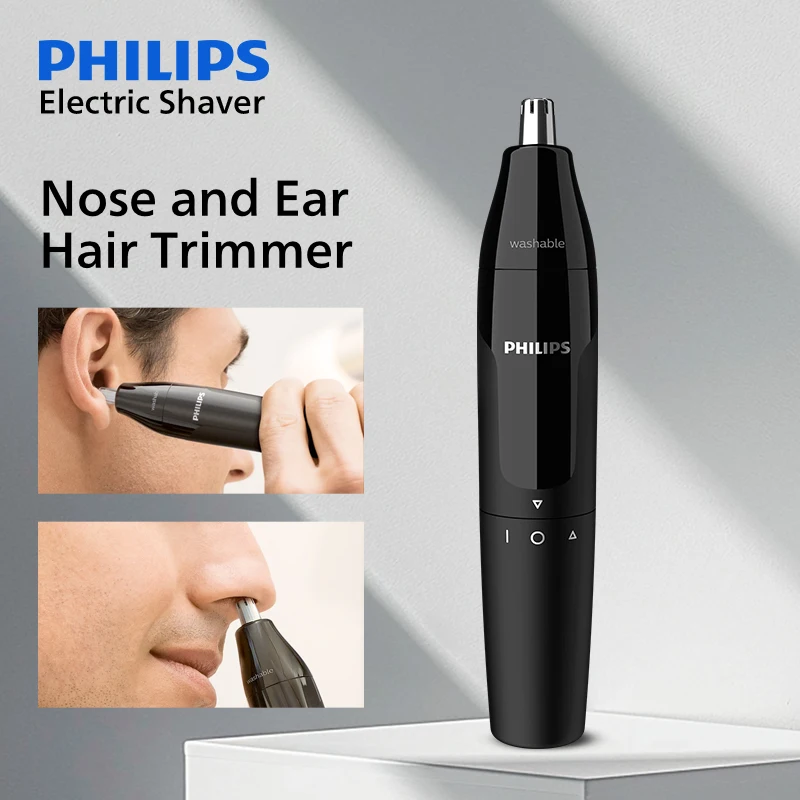 

Philips NT1620 Триммер для волос в носу и ушах, 1 * AA, питание от аккумулятора, моющийся мужской электрический триммер для стрижки всего тела, бритье, триммер для волос в носу