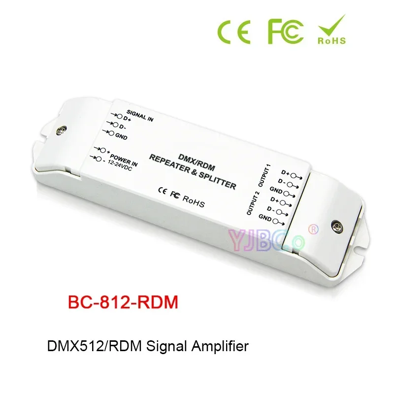 Bincolor BC-812-RDM LED DMX512/RDM Signal Amplifier DMX512/1990/RDM Power Repeater DMX Power amplifier DC 12V-24V controller