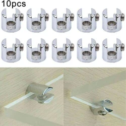 10pcs Glass Clamp Glass Plated Brackets Zinc Clips Holder Satnds Support Bracket Clamps For 6-8mm Cabinet Shelf Support Plates