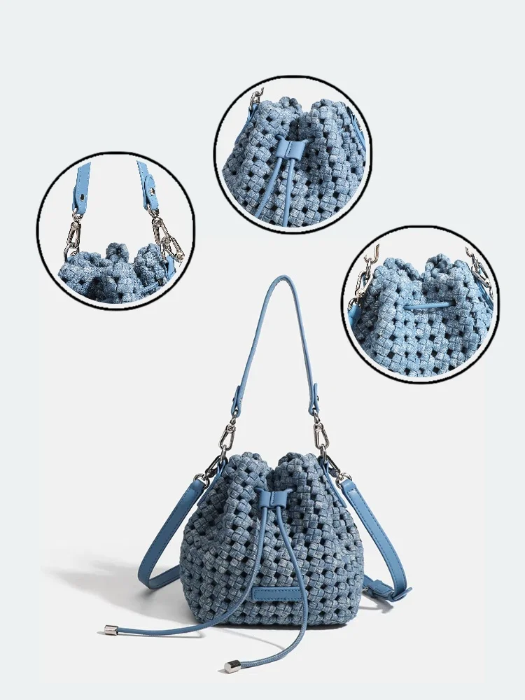 luxury Designer Denim bag handbag 2024 Woven Tote bag Hand knitting shoulder bags summer free shipping saint barth beach bag