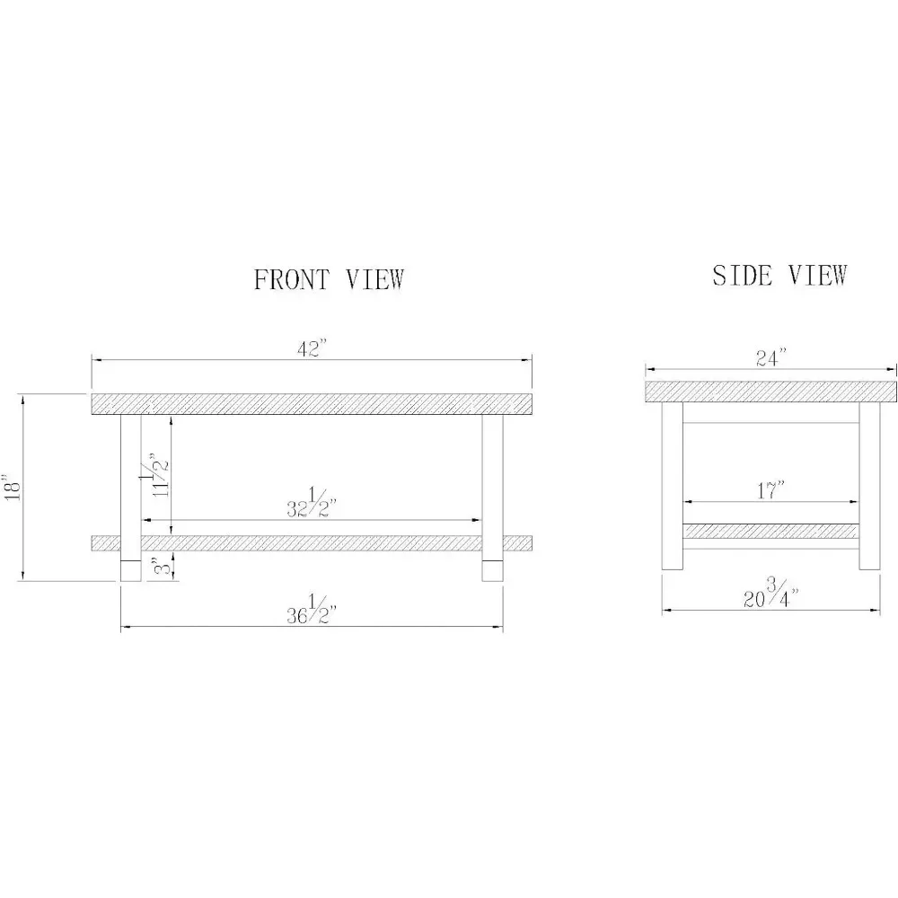 Mesa de centro moderna de mediados de siglo de fácil montaje para sala de estar 42 pulgadas x 24 pulgadas x 18 pulgadas mesas auxiliares sin carga marrón Mesa Lateral