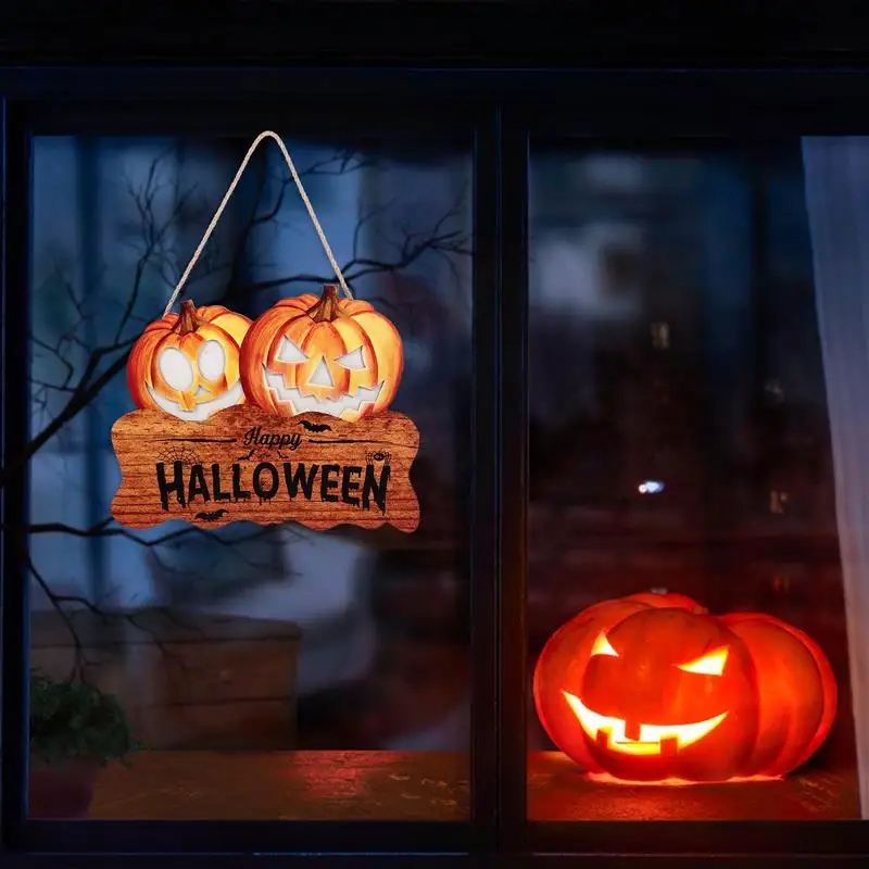 Party Pumpkin Front Door Halloween Lighted Sign Lighting Doorplate Led Marker Lights Plaque Luminous Door Sign Door Welcome