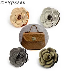 2/5/20Sets Rose Flower/Star Shape Metal Turn Lock Twist Lock For Leather Handbag Shoulder Bags Closures Snap Clasps Accessories