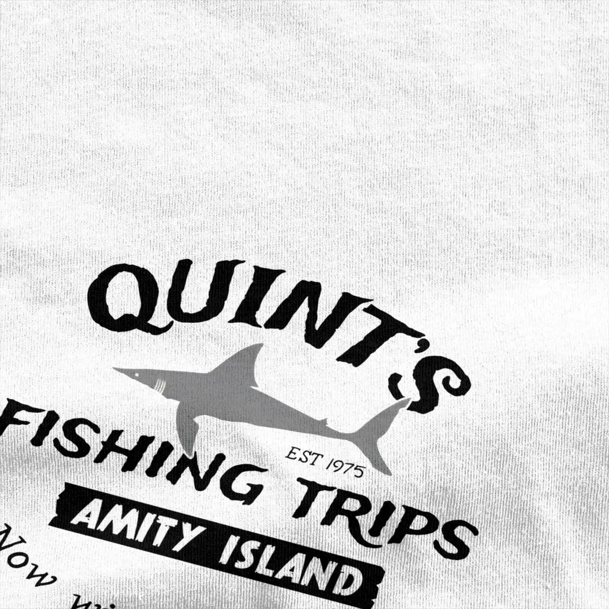 Men's T-Shirt Quint's Shark Fishing T-Shirts Hip Hop Amity Island 1975 Logo Beach Tee Shirt Street Style Casual Cotton Clothes