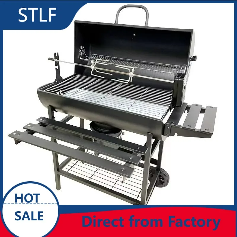 STLF Modern Outdoor Garden Charcoal Grill Combo Smokeless l Stainless Steel Powder Coated BBQ Trolley Auto Ignition Flame