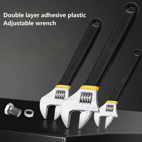 High-Quality 6/8/10/12 Inch Adjustable Wrench with Rubber Grip for Efficient Car Repair and Plumbing Tasks