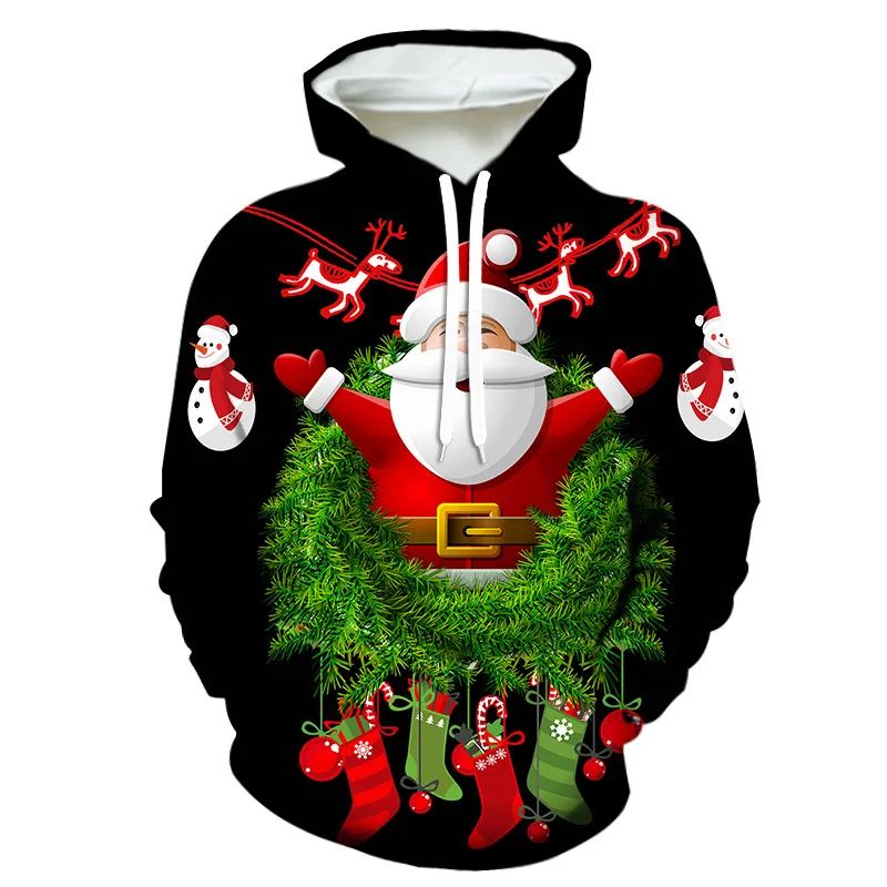 Xmas 3D Printed Christmas 2024 Snowman Hoodies For Men's Sweatshirt Casual Fashion Y2K New Year Pullover Clothes Men Clothing