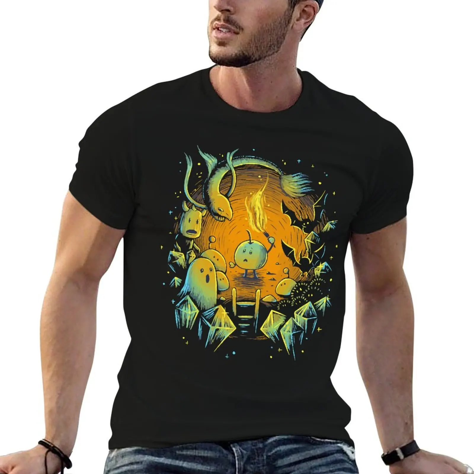 My Favorite People Stardew Valley Scared Junimo Music Vintage T-Shirt man t shirt quick-drying mens shirts graphic tee