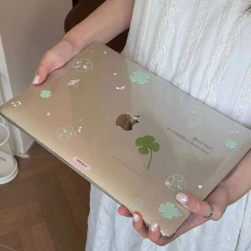 Funda para Laptop con Diseño de Trébol de la Suerte y Brillantina para Macbook Neo 13 A3404 2026, Nueva Air Pro 13 14 15 16 con Chip M1 M2 M3 M4 M5 para MacBook
