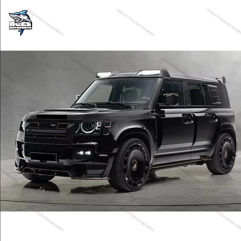 طقم جسم عريض من ألياف الكربون الجافة على طراز M لسيارة لاند روفر ديفندر محرك غطاء محرك السيارة سقف سبويلر طقم تحويل غطاء العجلة الاحتياطية