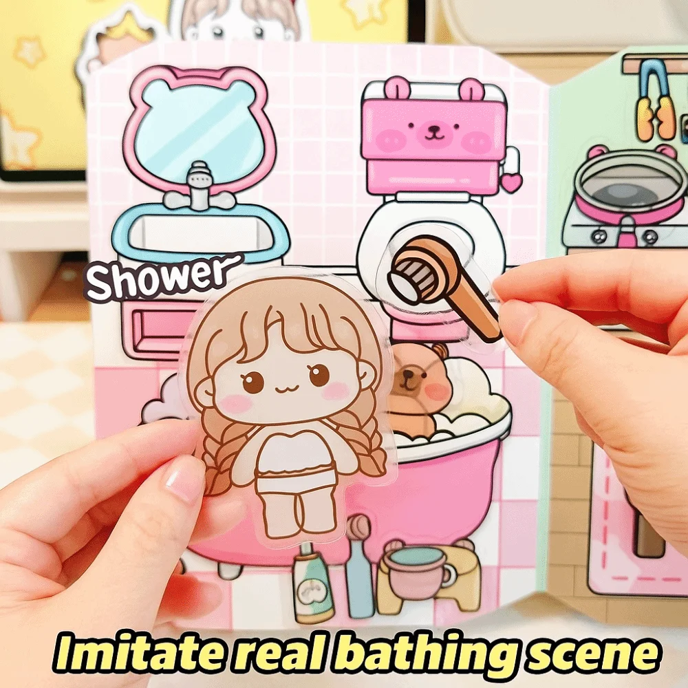 

Cartoon Quiet Book for DIY Puzzle Visual 3D Desktop Storage Stickers Stacking Landscaping Miniature Scene Stickers for Children