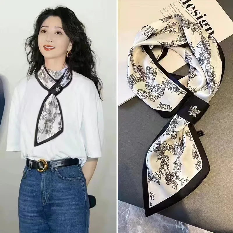 

Polka Dot Short Scarf Women's Versatile Spring/Fall Lightweight Scarf Elegant Neck and Collarbone Protector Small Neck Scarf