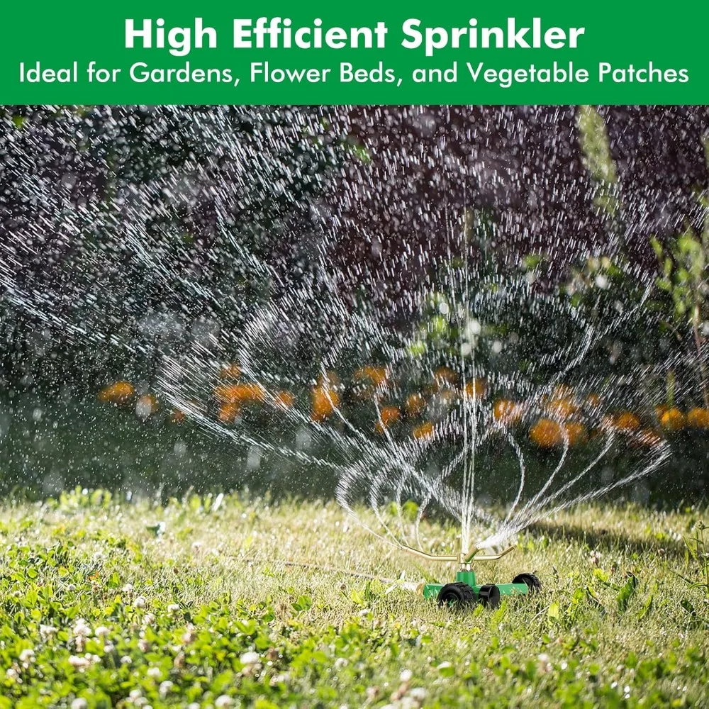3-рычажный металлический спринклер с колесным основанием, автоматическая поворотная спринклерная система для газонов на 360 градусов для садовых растений, клумба и двора