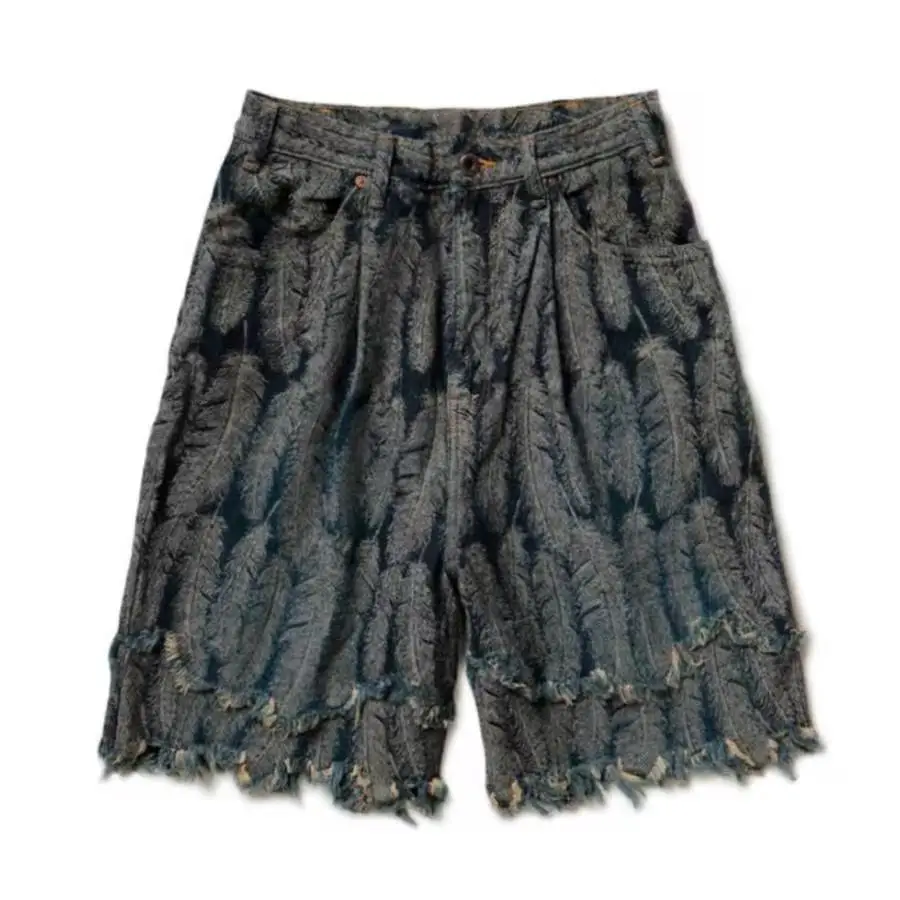 

Careaymade-Rough Design Male Denim Shorts High Street 2025 Spring New Vintage Loose Men's Straight Pants 010150